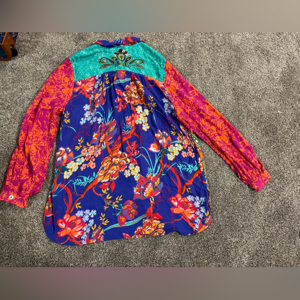 Soft Surroundings hermosa Blouse size 1x embroidered quirky artsy vibrant - Picture 7 of 11